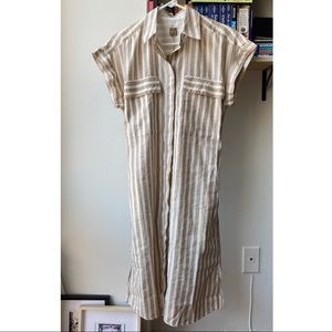 NWT Boss Driga Striped Linen Shirt Dress